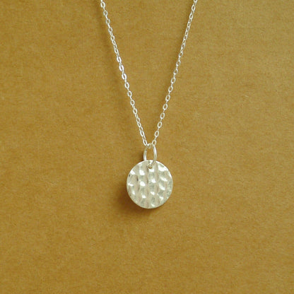 Sterling Silver Disc Hammered Dot Embossed Necklace Bracelet Pendant 12mm - sugarkittenlondon