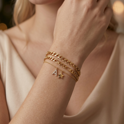 14K Gold Paved Initial Charm