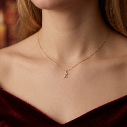 14K Gold Paved Initial Charm