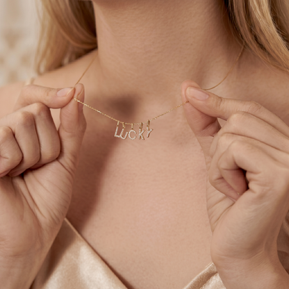 14K Gold Paved Initial Charm