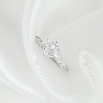 Sustainable Sterling Silver Engagement Ring with CZ Shoulders - sugarkittenlondon