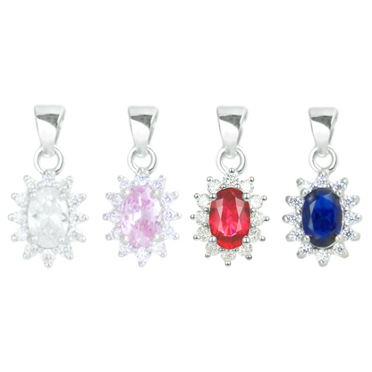 Ruby Halo CZ Red garnet yam Sterling silver earrings silver studs jewellery box - sugarkittenlondon