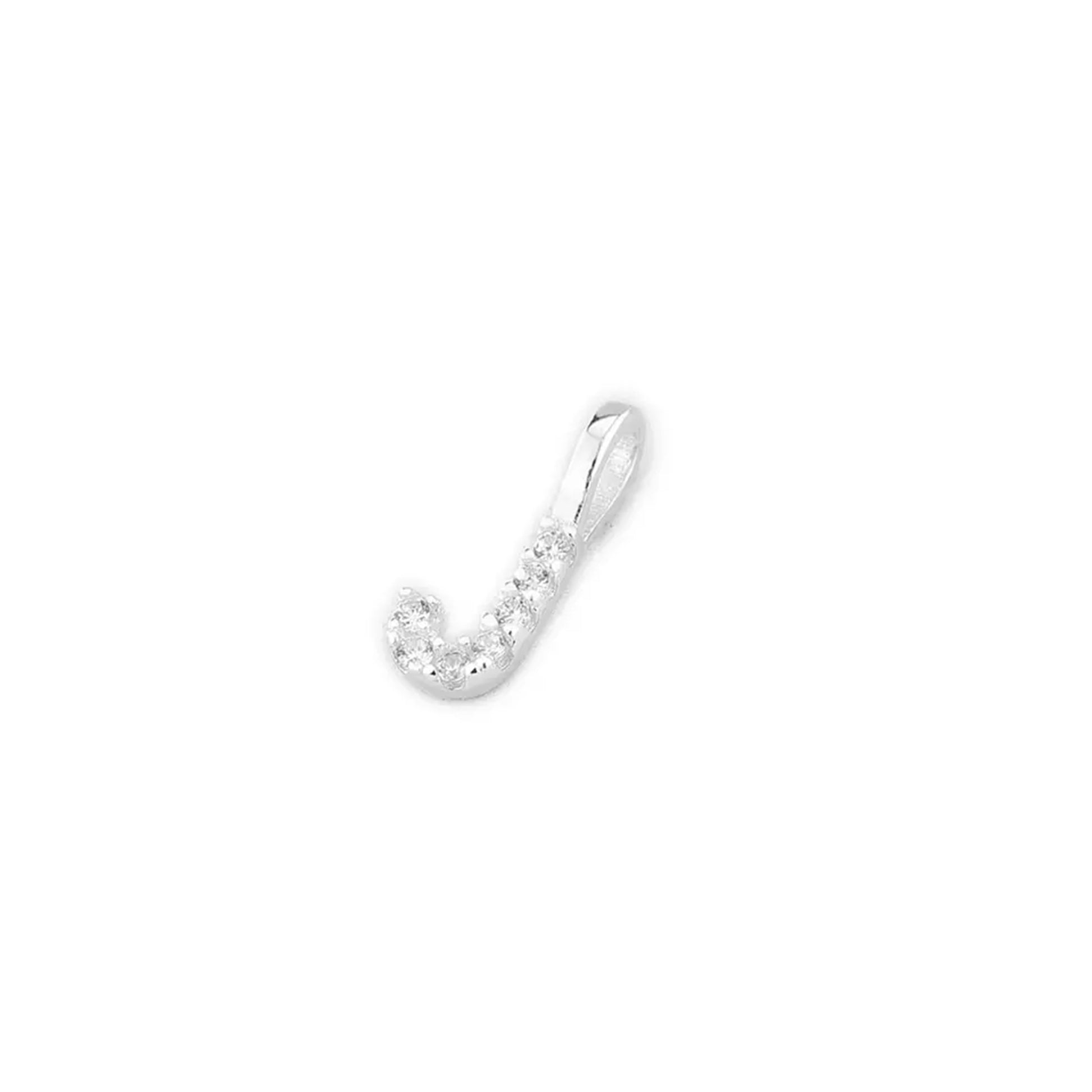Mini Alphabet Charm, glittery letter pendant with curved bottom and top loop