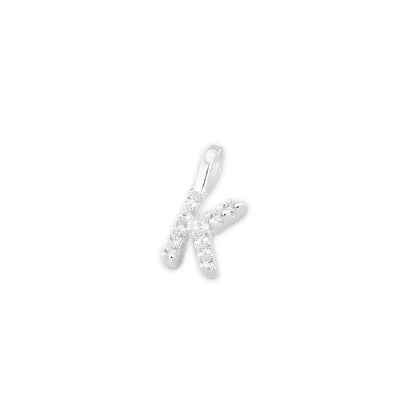 Mini Alphabet Charm, sparkling letter pendant with crossbar and top bail