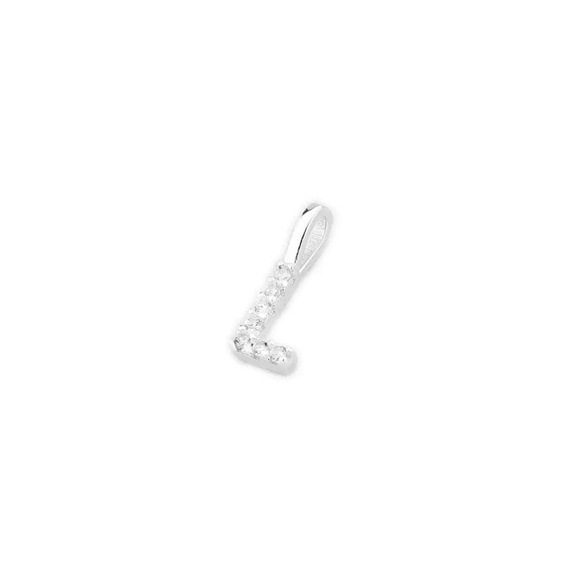 Mini Alphabet Charm, smooth-edged sparkling letter pendant with top bail