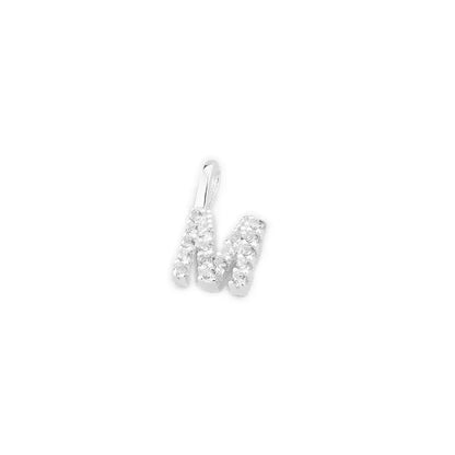 Mini Alphabet Charm, sparkling letter pendant with rounded block letter shape