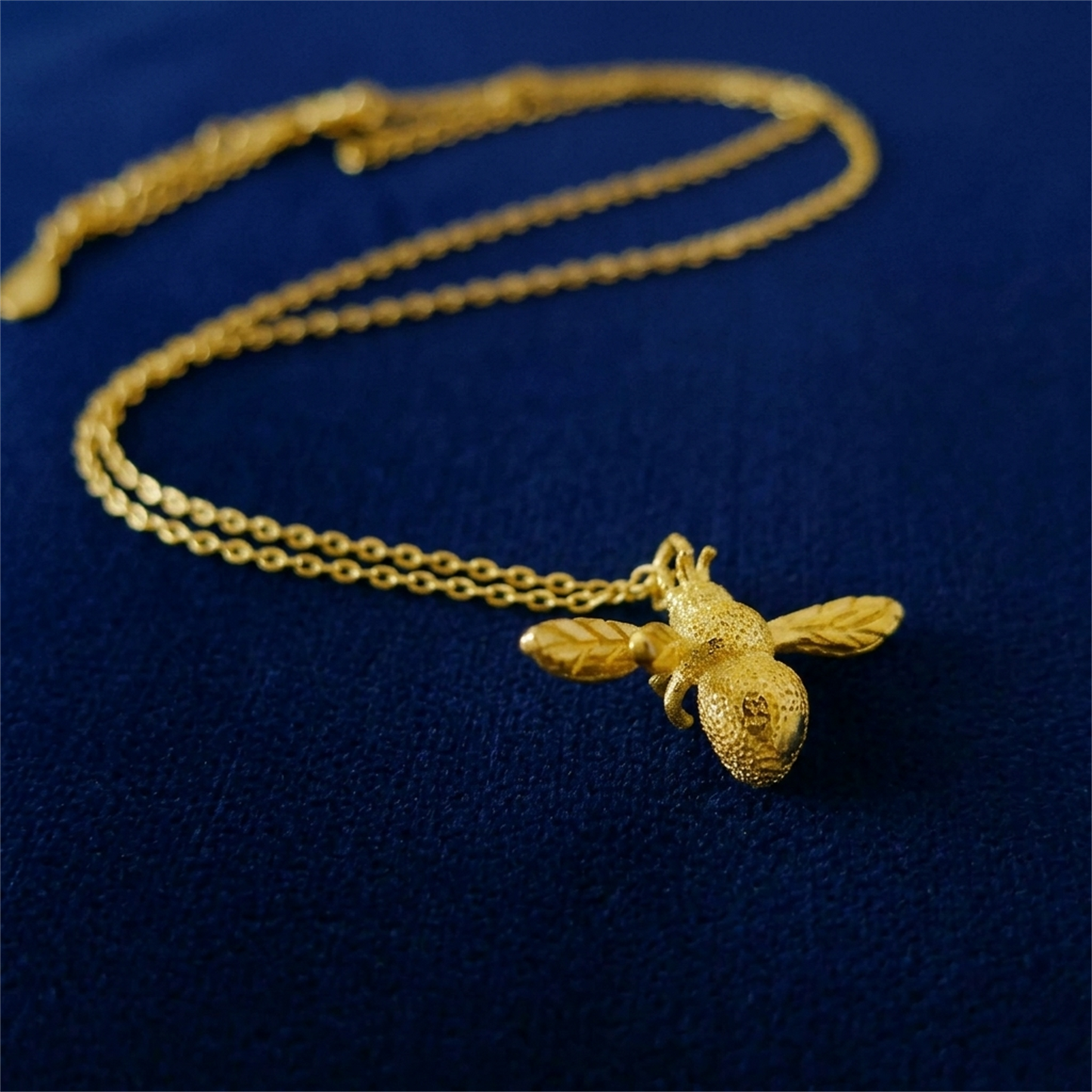 Sterling Silver Honey Bee Insect Pendant Necklace