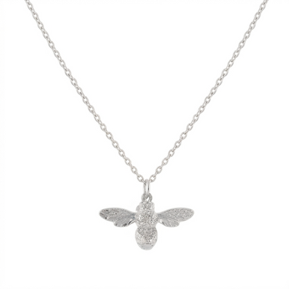 Sterling Silver Honey Bee Insect Pendant Necklace