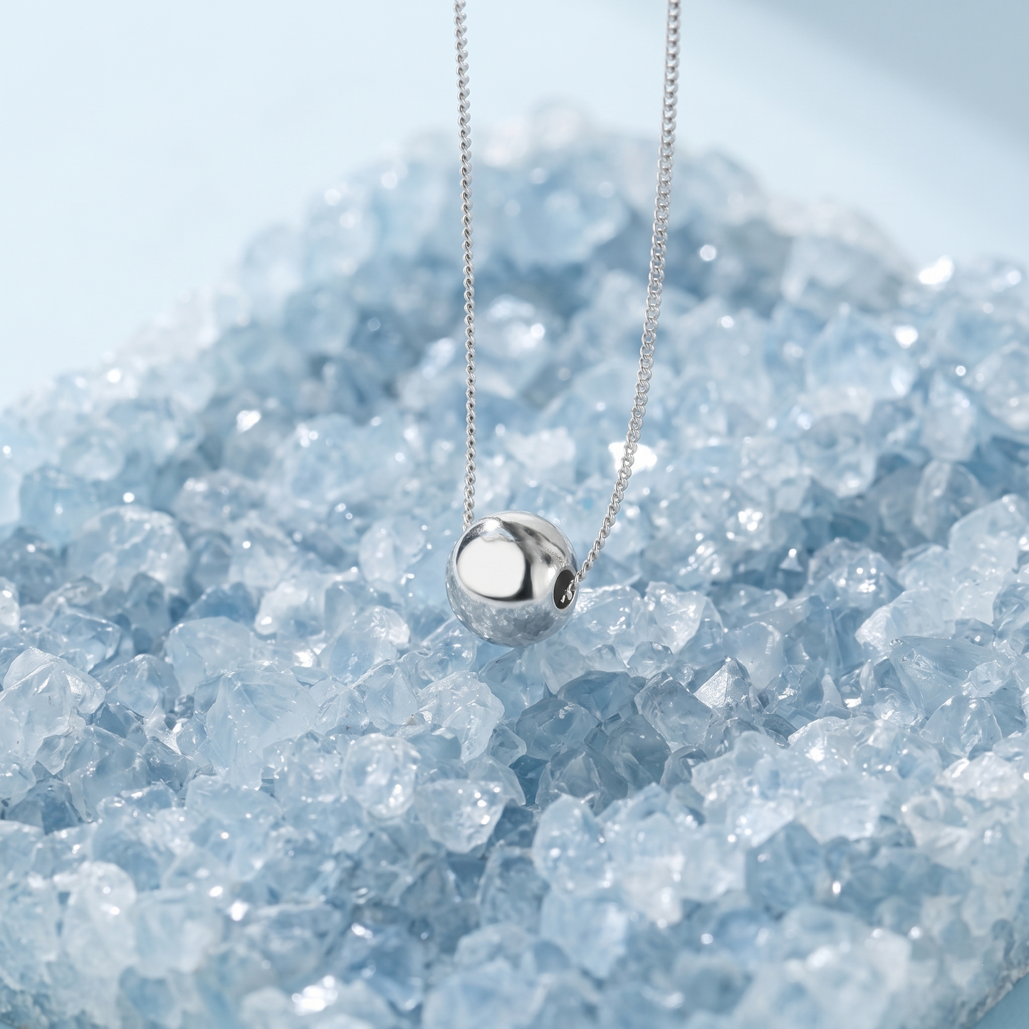 Polished Ball Necklace round polished ball pendant on silver-tone chain