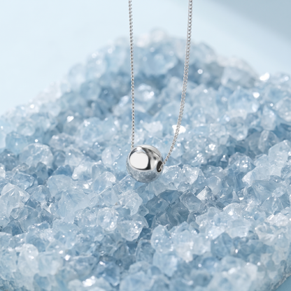 Polished Ball Necklace round polished ball pendant on silver-tone chain