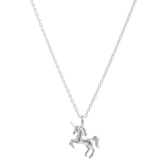 Unicorn charm necklace with silver-tone unicorn pendant on chain
