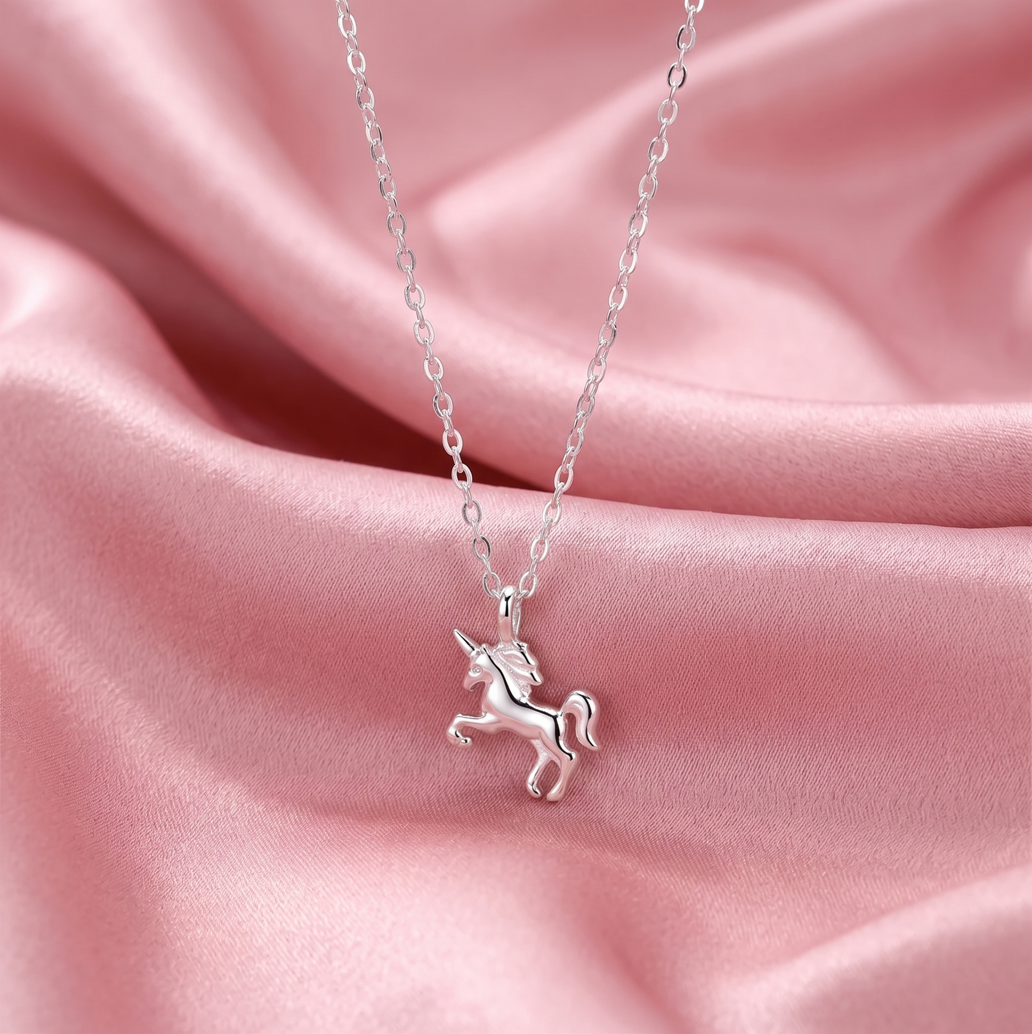 Sterling Silver Unicorn Charm Pendant Belcher Chain Necklace Jewellery