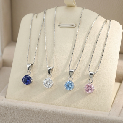 Round CZ Solitaire Pendant