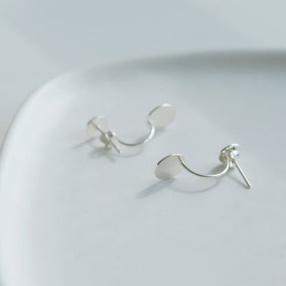 Sterling Silver Brushed Duet Disc Dot Circle Drop Jackets Earrings