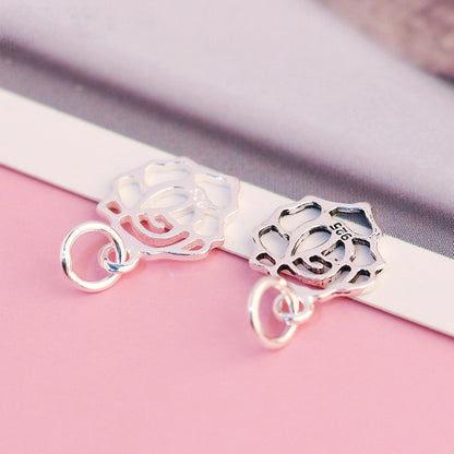 2 Sterling Silver Filigree Rose Charms For Necklace Bracelet Earrings