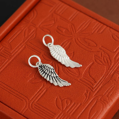 Sterling Silver Small Feather Angel Wing Charm Pendant For Necklace Bracelet Earrings
