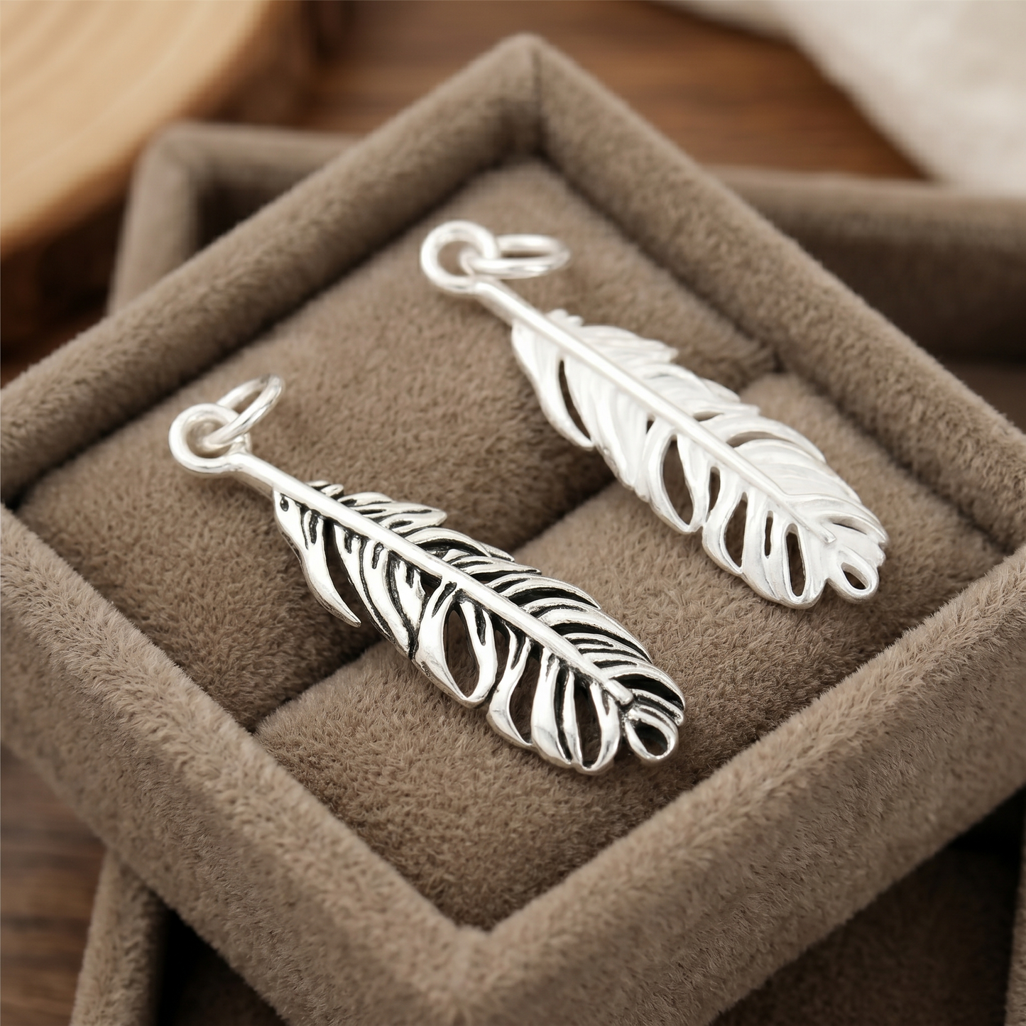 Sterling Silver Small Feather Angel Wing Charm Pendant For Necklace Bracelet Earrings