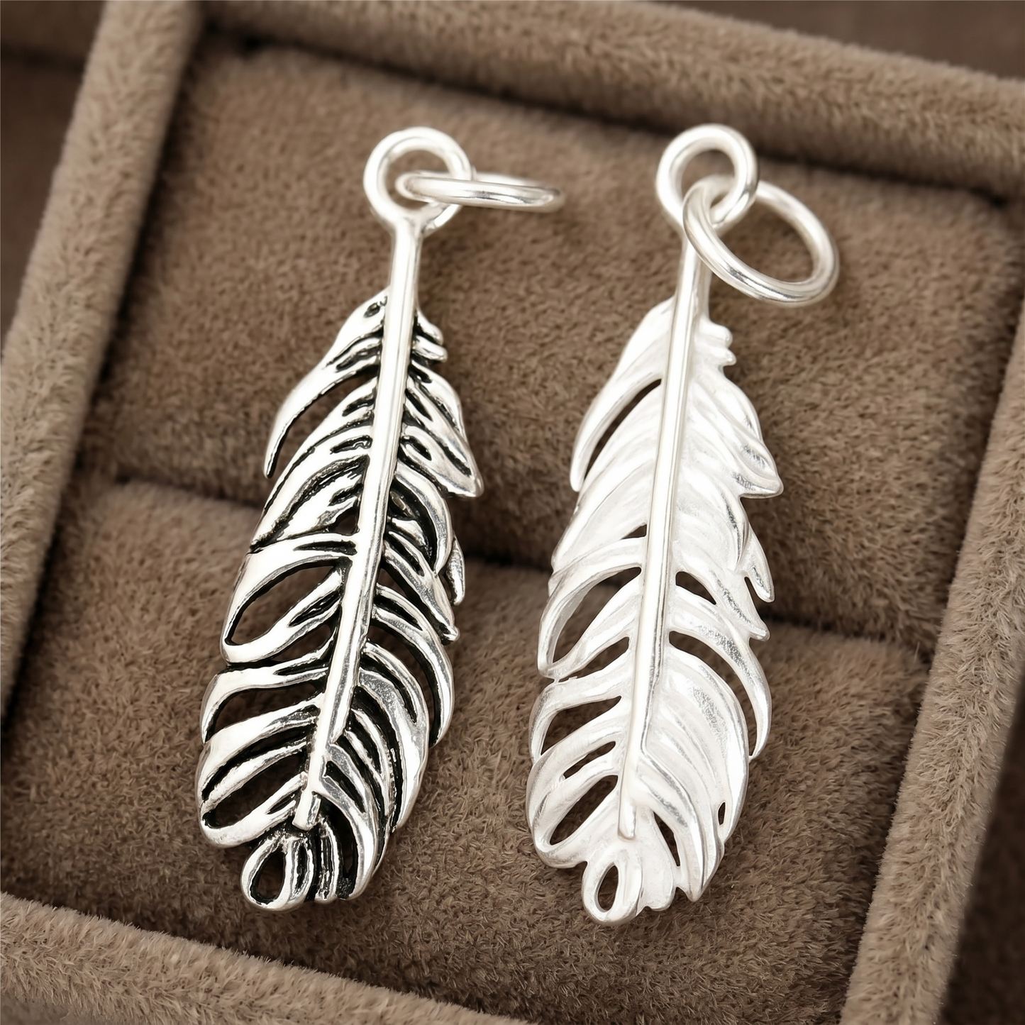 Sterling Silver Small Feather Angel Wing Charm Pendant For Necklace Bracelet Earrings