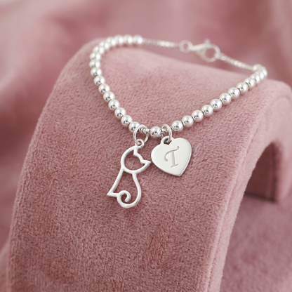 Sterling Silver Hollow Cat Kitten Charm Pendant