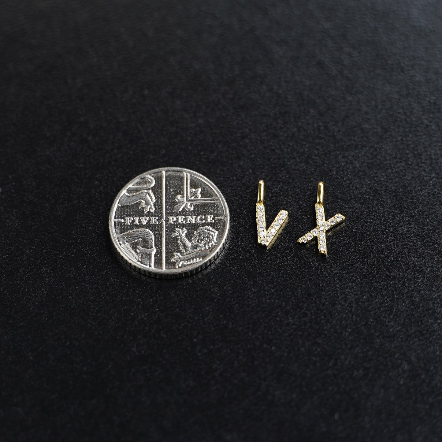 14K Gold Paved Initial Charm