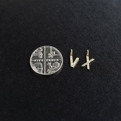 14K Gold Paved Initial Charm