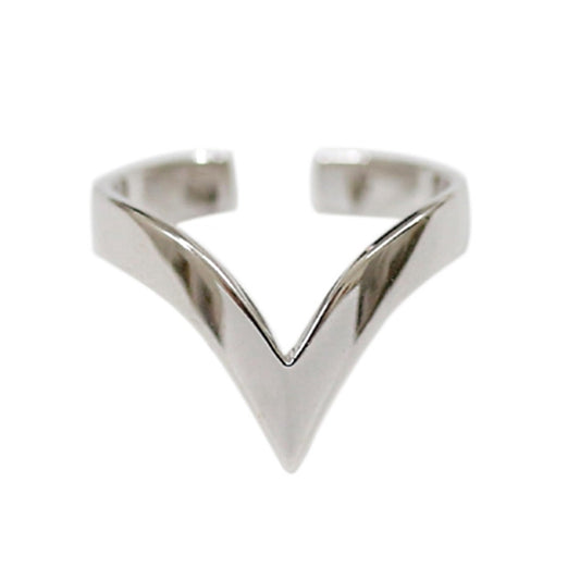 V-Shape Wishbone Ring, silberfarben poliert mit V-förmiger Spitze