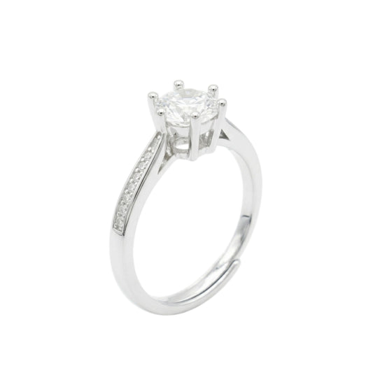 Sterling Silver 1ct Round CZ Solitaire Proposal Engagement Ring Sizable M - P