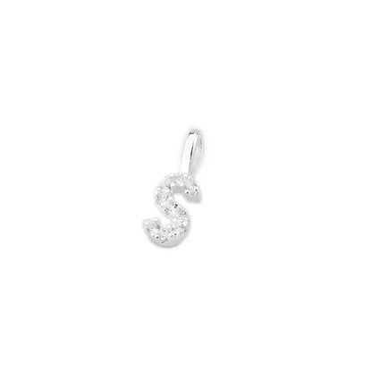 Mini Alphabet Charm, geschwungener Buchstaben-Anhänger mit glitzernden Steinchen