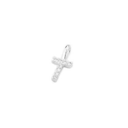 Mini Alphabet Charm, kreuzförmiger Buchstaben-Anhänger mit funkelndem Steinbesatz