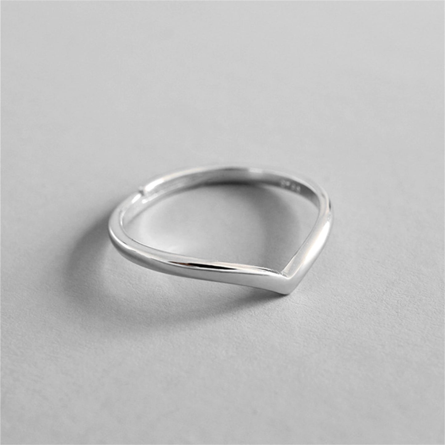 Sterling Silver V Shaped Wishbone Chevron Stackable Adjustable Ring - sugarkittenlondon