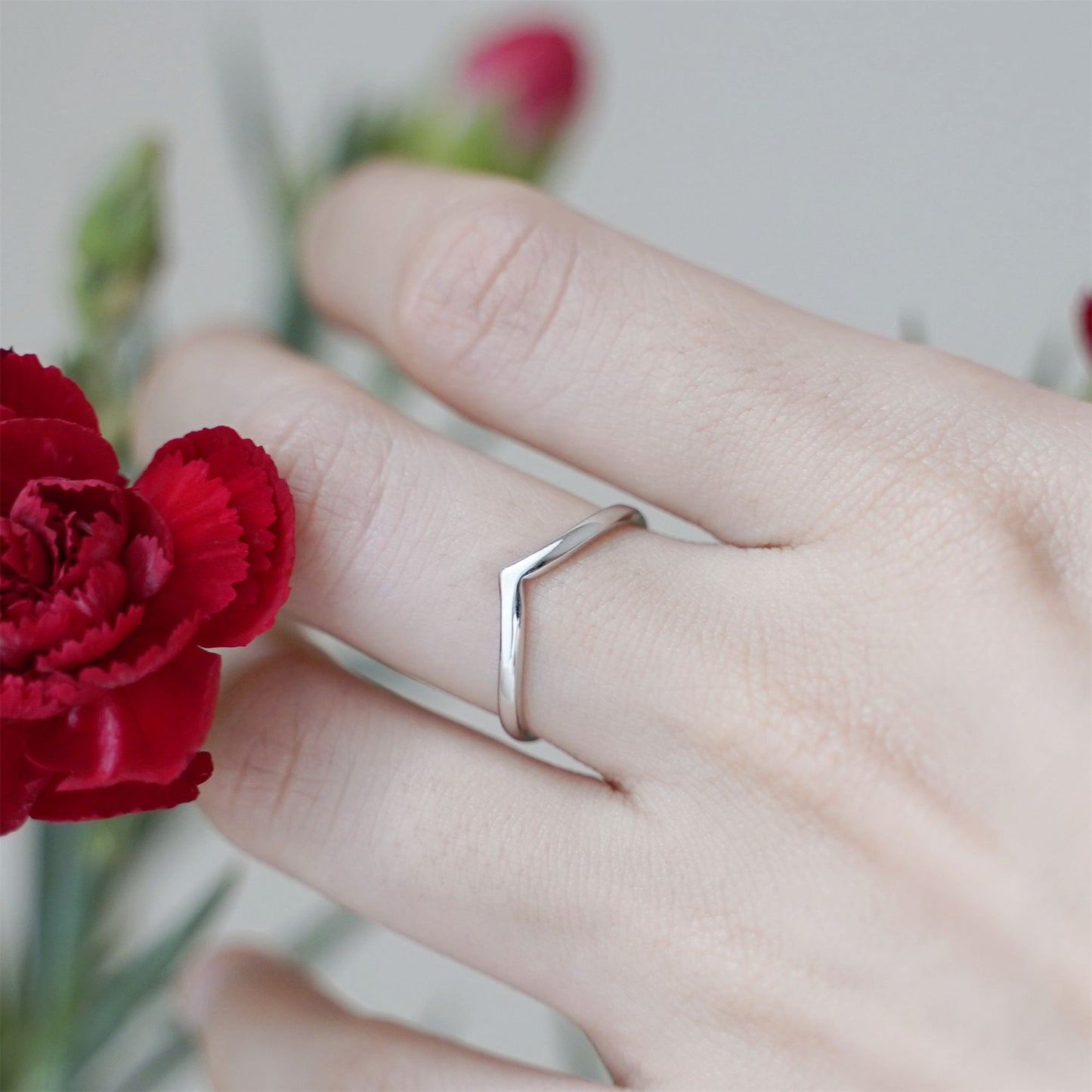 Sterling Silver V Shaped Wishbone Chevron Stackable Adjustable Ring - sugarkittenlondon