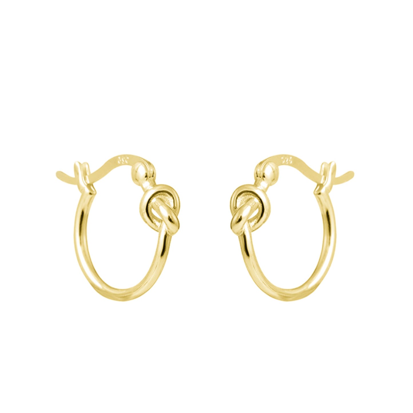 Sterling Silver Creole Hoop Earrings with Gold-plated Love Knot and French Lock