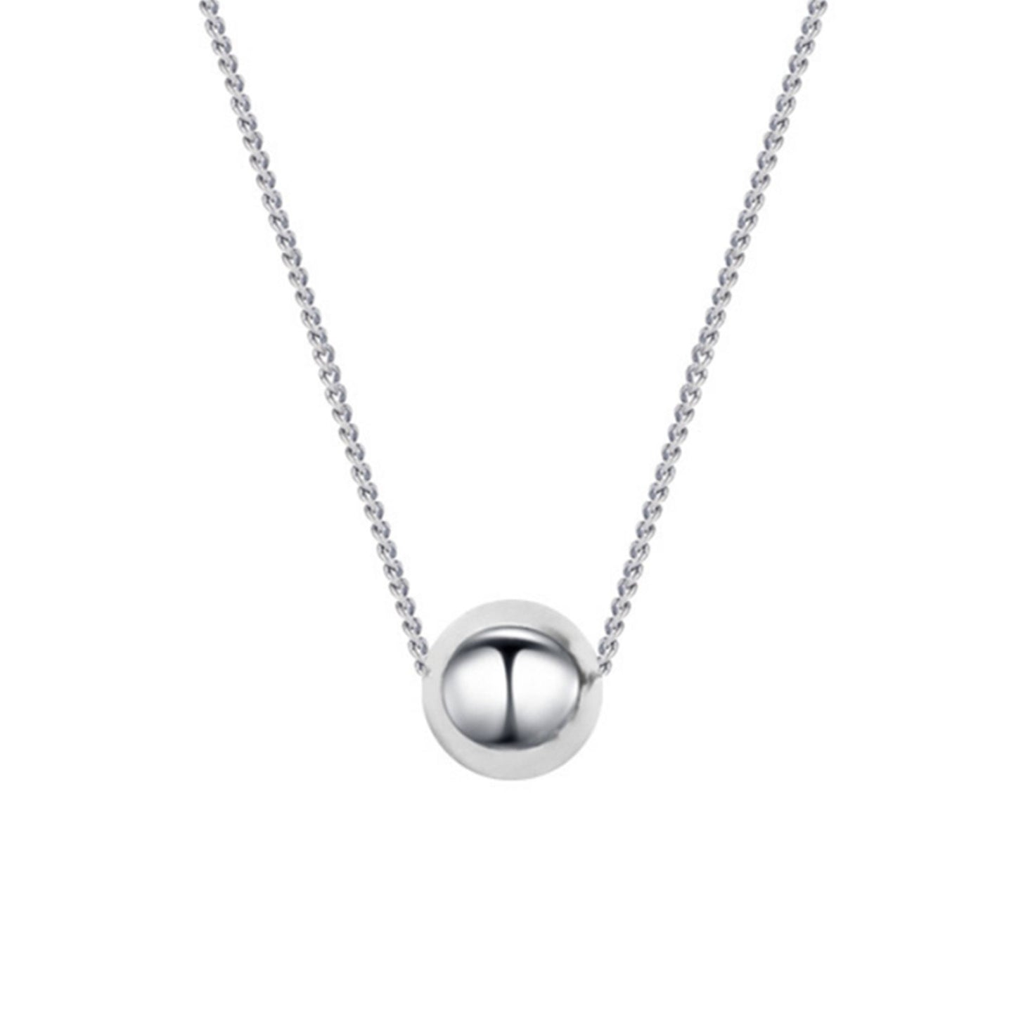 Sterling Silver Shiny 10mm Ball Bead Circle Plain Round Necklace - sugarkittenlondon