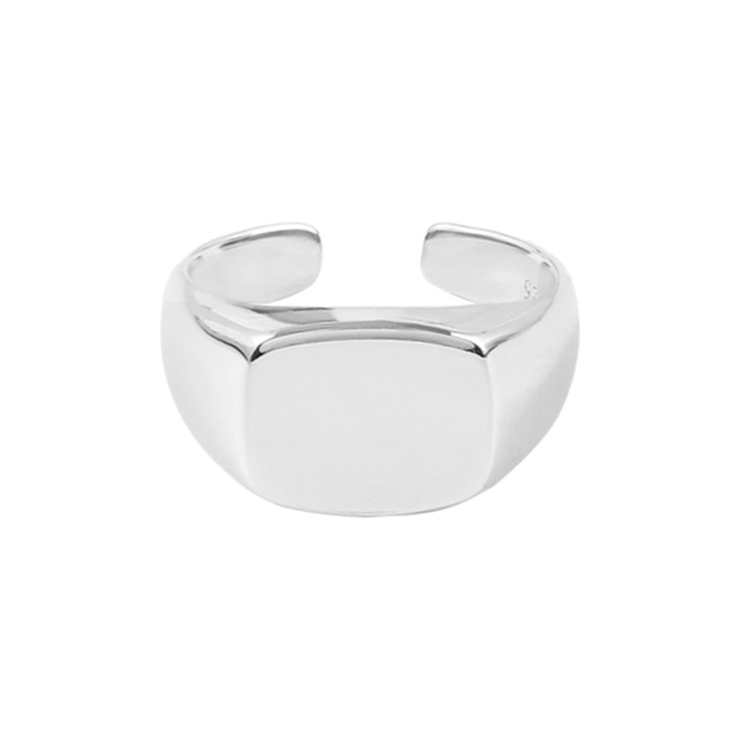 Sterling Silver Polished Cushion Square Signet Ring for Men and Women - sugarkittenlondon