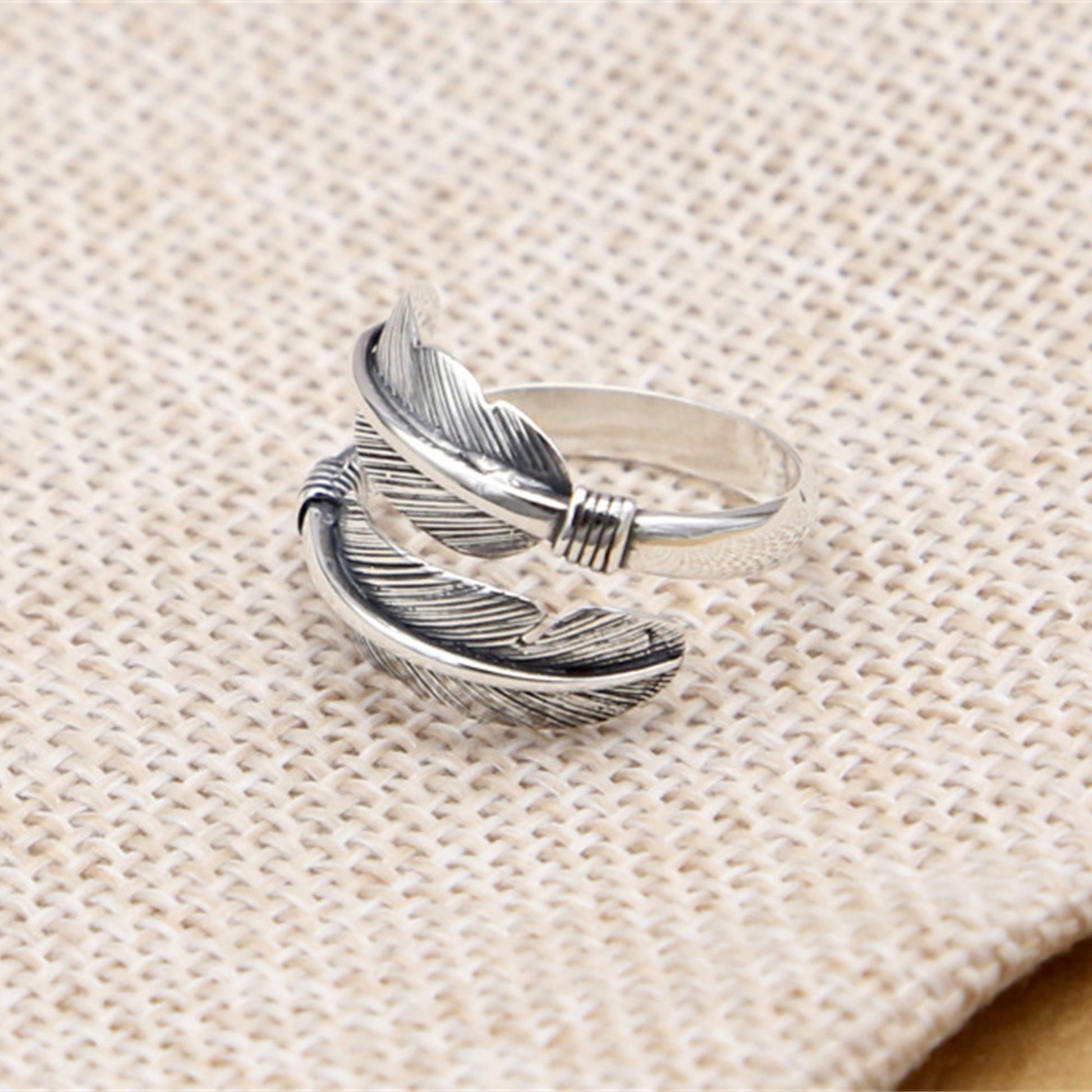 2-Tone Sterling Silver Feather Rings Angel Wing Ring, Unisex - sugarkittenlondon