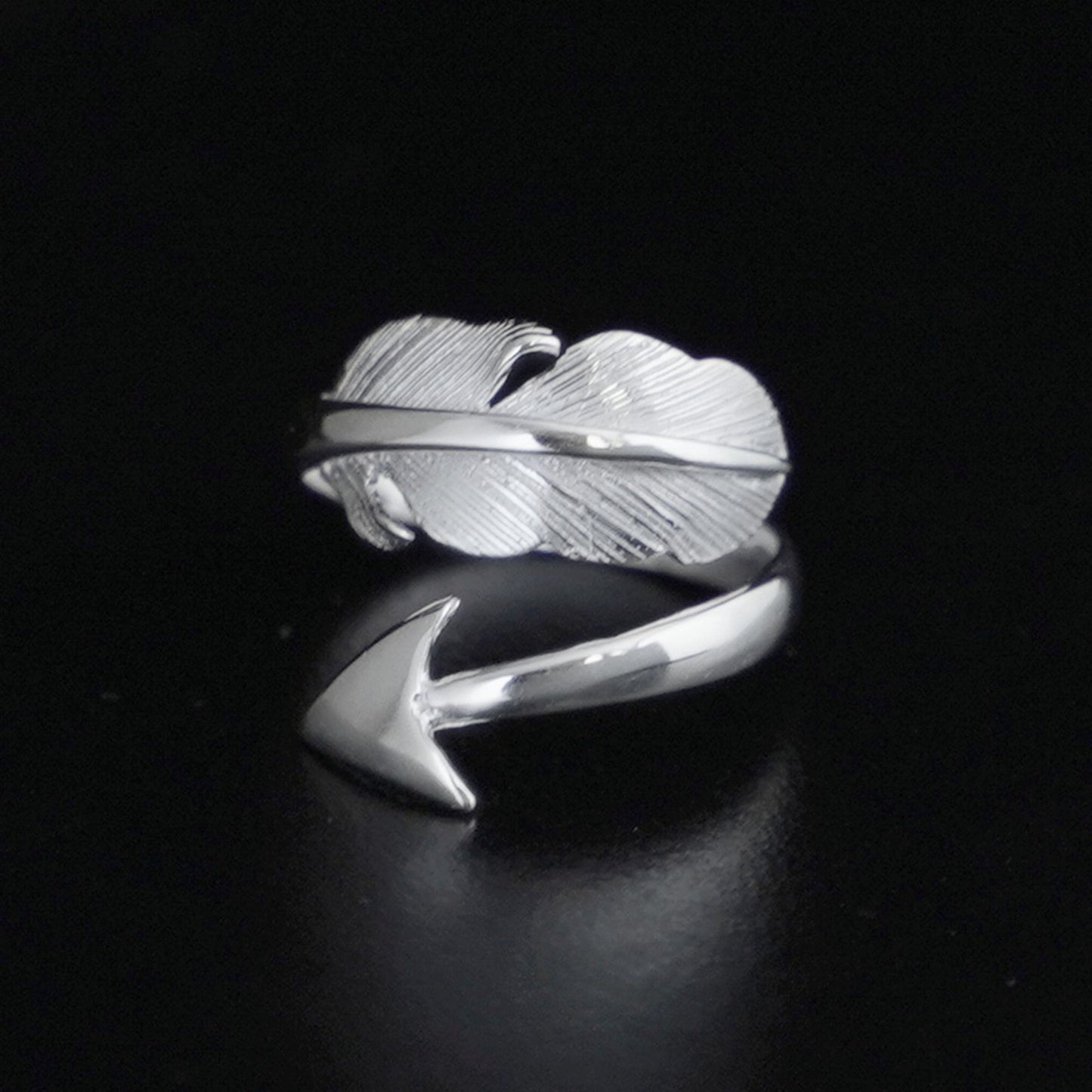 2-Tone Sterling Silver Feather Rings Angel Wing Arrow Ring, Unisex - sugarkittenlondon