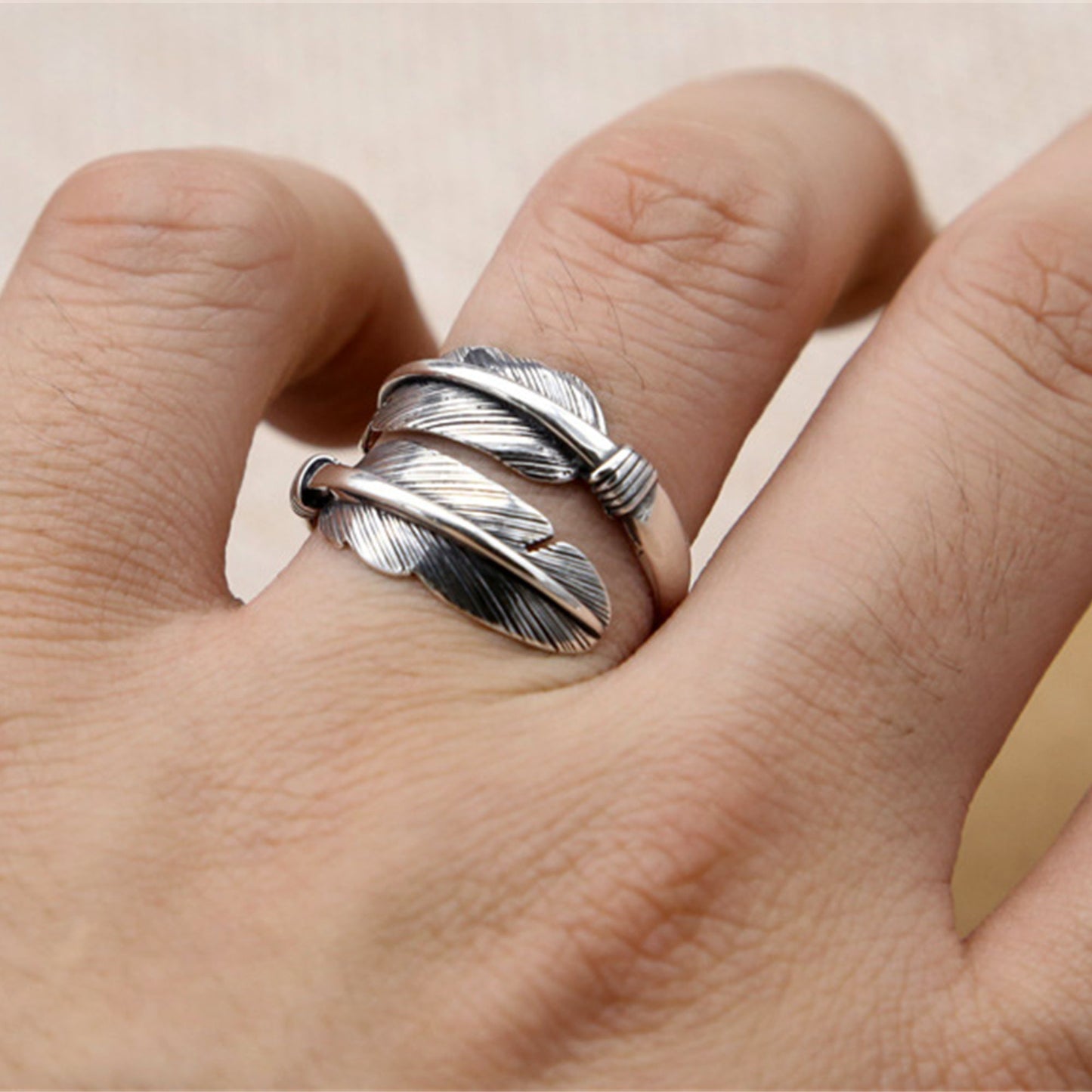 2-Tone Sterling Silver Feather Rings Angel Wing Ring, Unisex - sugarkittenlondon