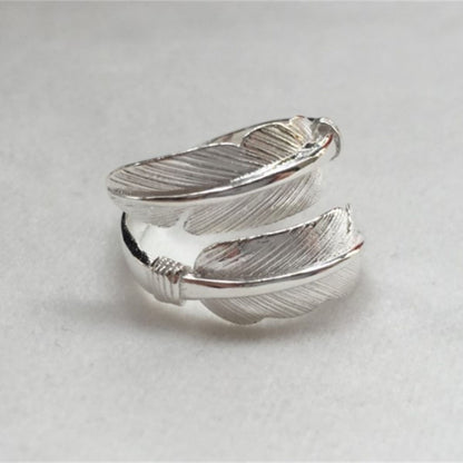 Adjustable Angel Feather Ring in 925 Sterling Silver in 2 Tones - sugarkittenlondon