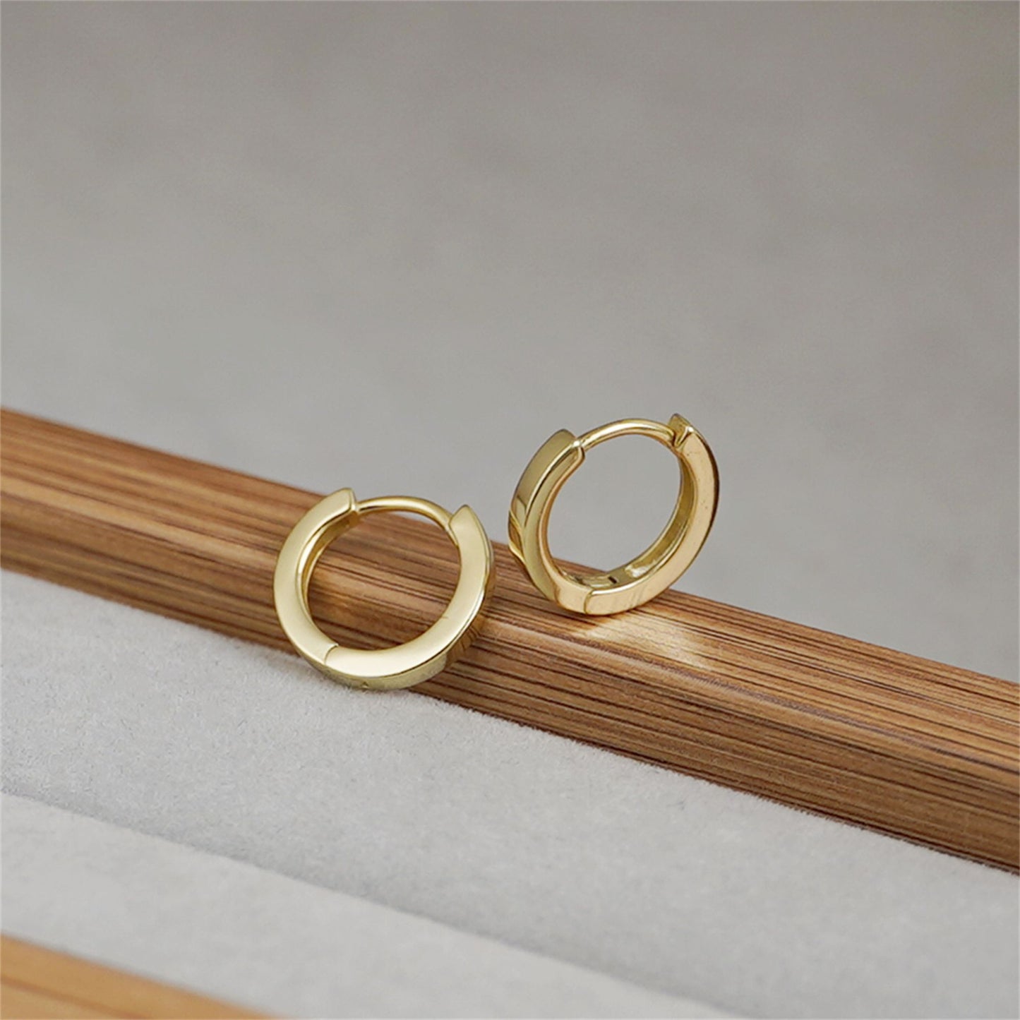 10mm Cuff Hoop Earrings with 2mm Band in 18K Gold Plated Sterling Silver