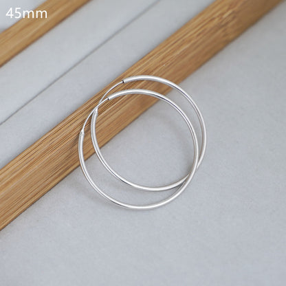 Sterling Silver Hinged Plain Hoops Small to Large Sleepers Earrings 10 - 60mm