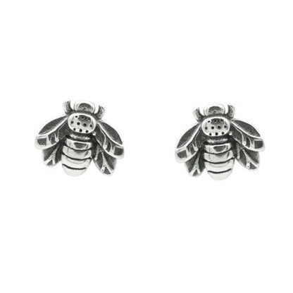 925 Sterling Silver Oxidized Bumble Bee Stud Earrings - sugarkittenlondon