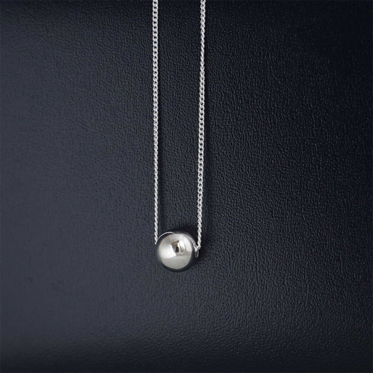 Sterling Silver Shiny 10mm Ball Bead Circle Plain Round Necklace - sugarkittenlondon