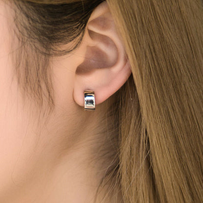 7mm Sterling Silver Rhodium-Plated Huggie Hoop Earrings for Women and Men