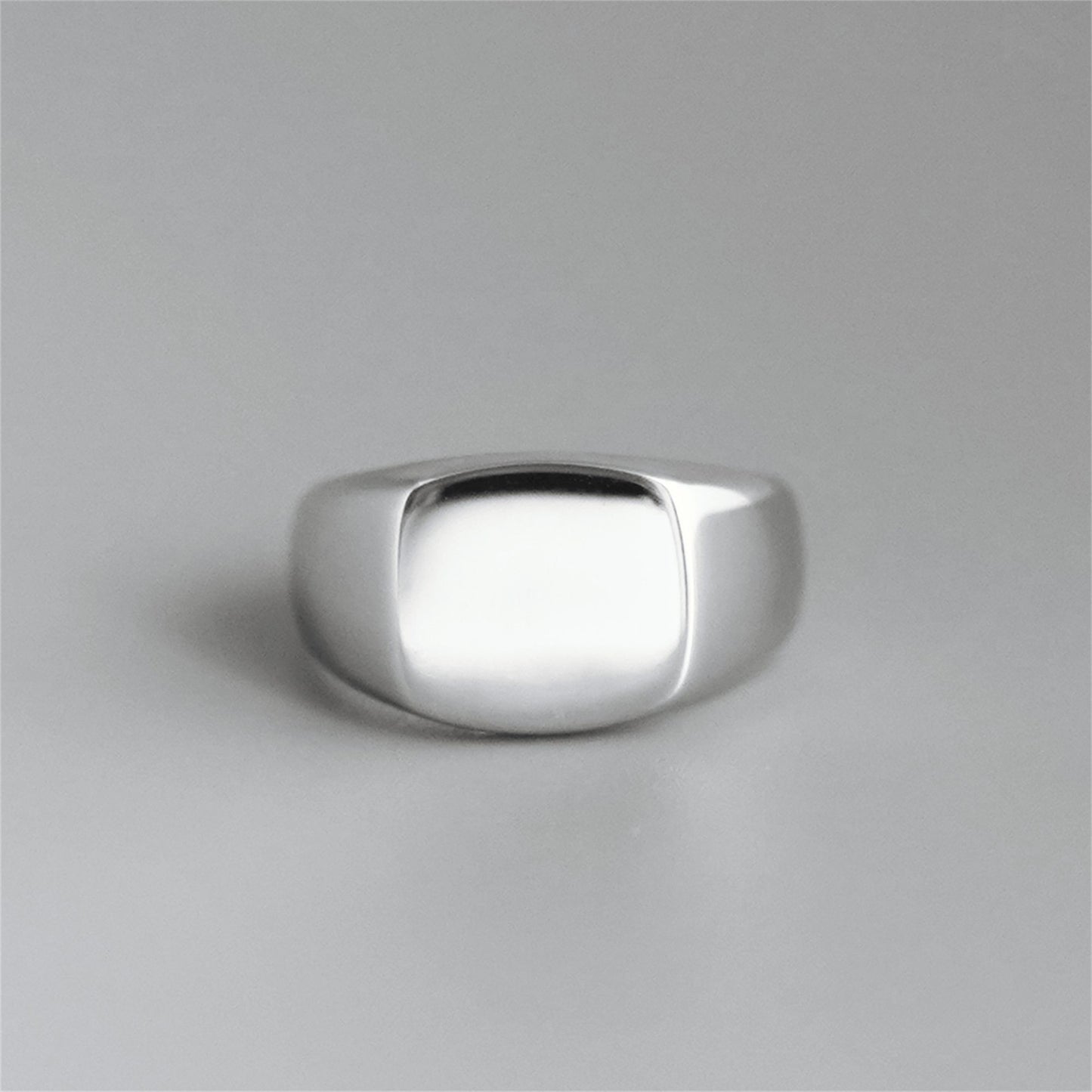 Sterling Silver Polished Cushion Square Signet Ring for Men and Women - sugarkittenlondon