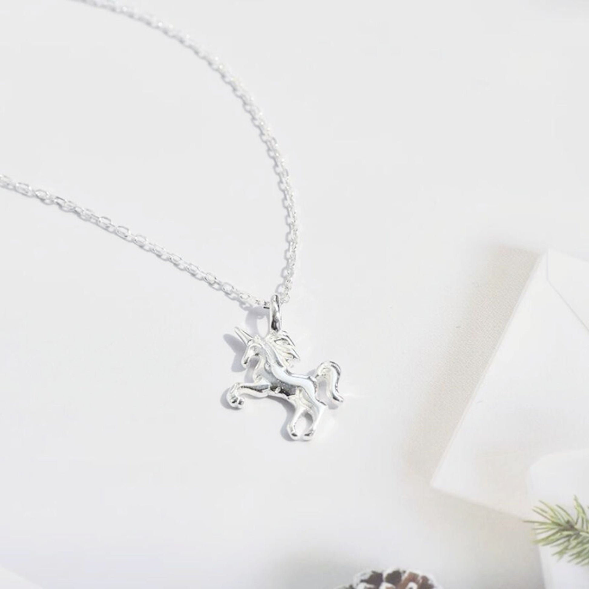 Sparkling Sterling Silver Unicorn Necklace with Belcher Chain - sugarkittenlondon