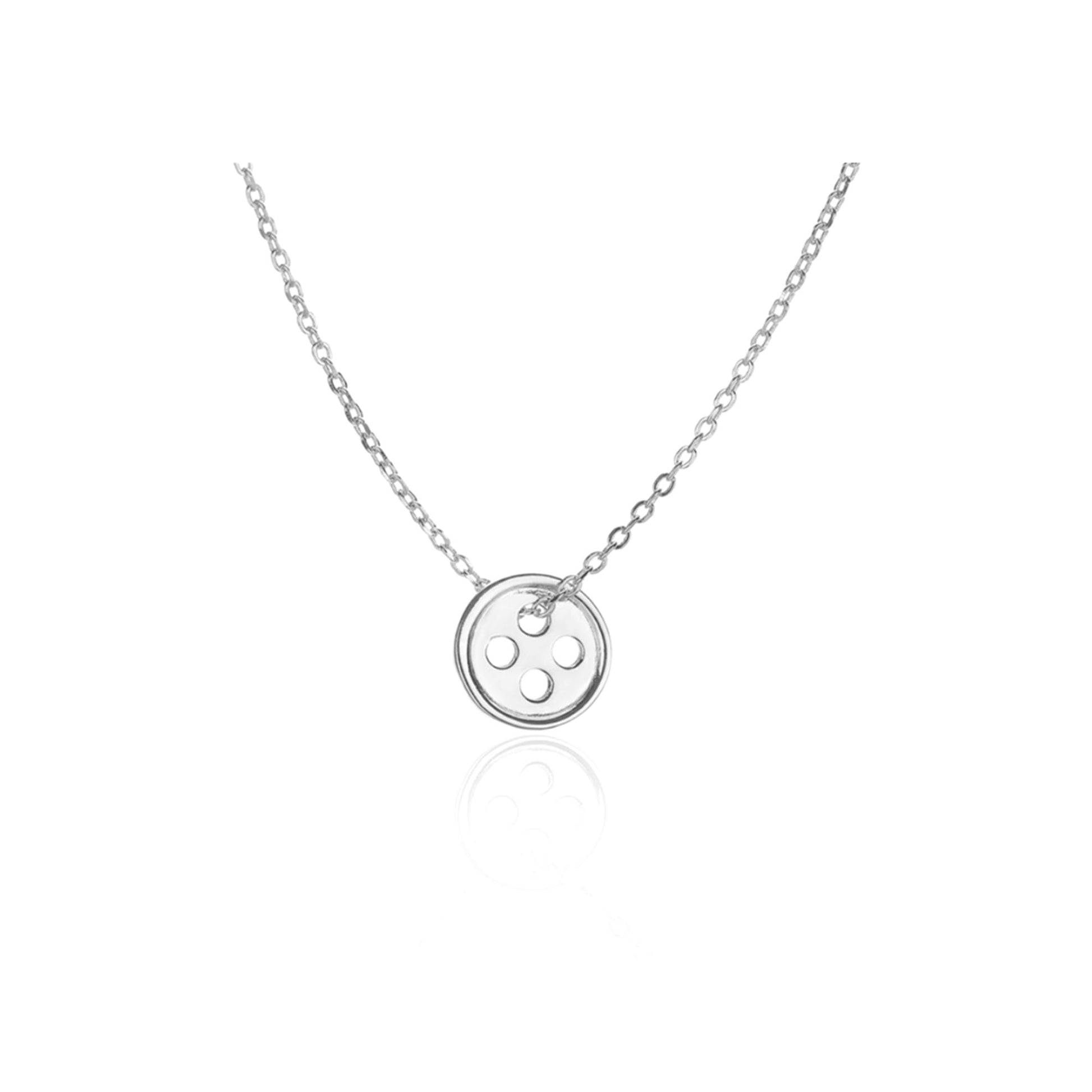 Sterling Silver Cute as a Button Sewing Button Disc Dot Necklace 3 Tones - sugarkittenlondon