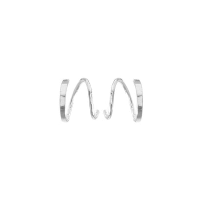 925 Sterling Silver Twirl Wire Huggie Double Piercing Earrings