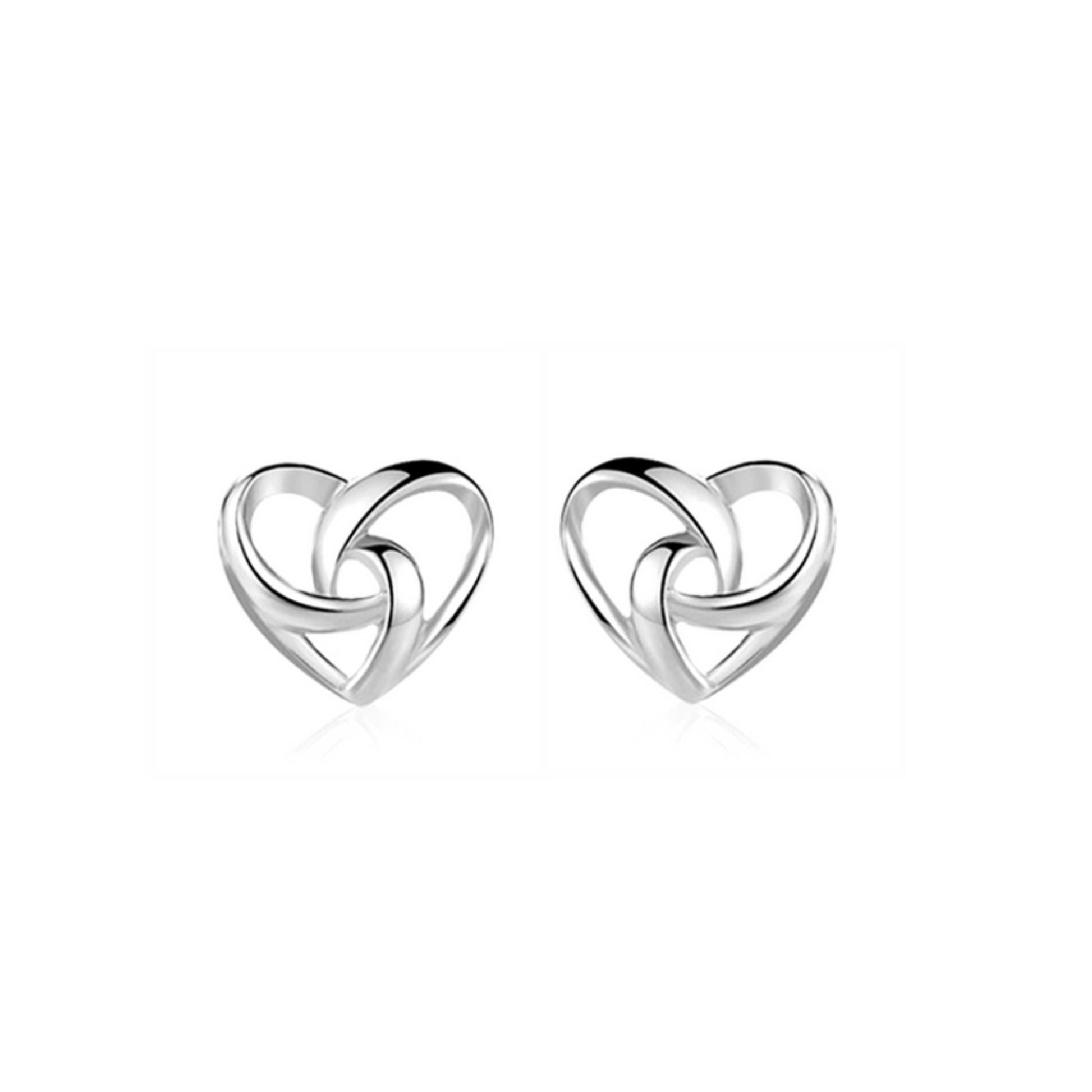 Sterling Silver Twisted Love Knot Heart Stud Earrings - sugarkittenlondon