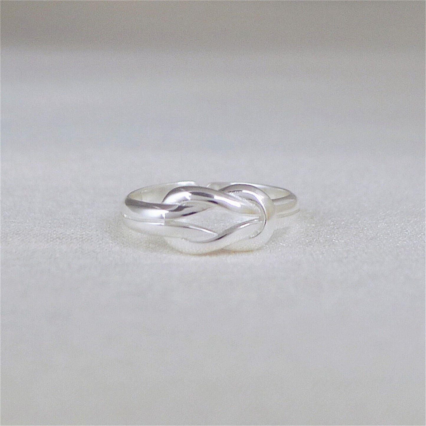 925 Sterling Silver Love Knot Ring with Adjustable Band - sugarkittenlondon