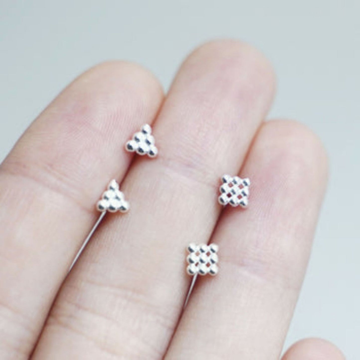 925 sterling silver earrings uk mini Bead triangle earrings studs